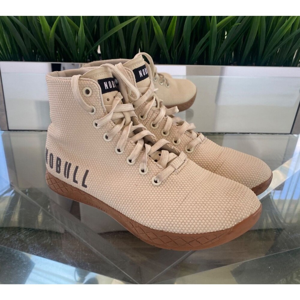Nobull Mens 7 Womens 8.5 Superfabric Hi Top Trainer Shoes Gym Ivory
